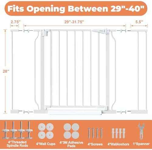 Self closing walk through safety gate door swinging shut automatically