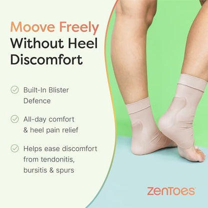 Unisex ZenToes compression sock being worn on a foot for tendonitis relief.