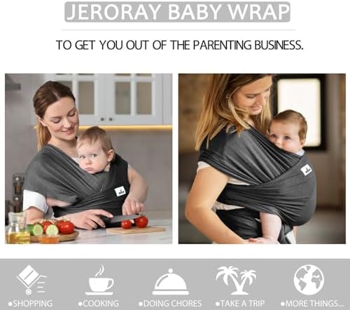 Ergonomic back view of the Jeroray baby carrier wrap showing even weight distribution on shoulders