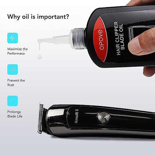 One hundred twenty milliliter bottle of Opove professional grooming clipper lubricant displaying fluid ounce details