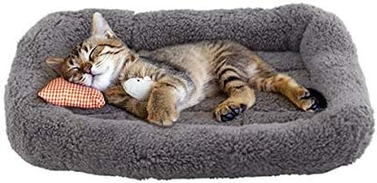 Enjoying Cat Mat Bed 10" x 15" Pet Bed with Pillow Around for Puppy Kitten Curled Sleeping Beds for Carrier/Crate Small Dog Cushion, Anti Skid Bottom, Small - Image 5