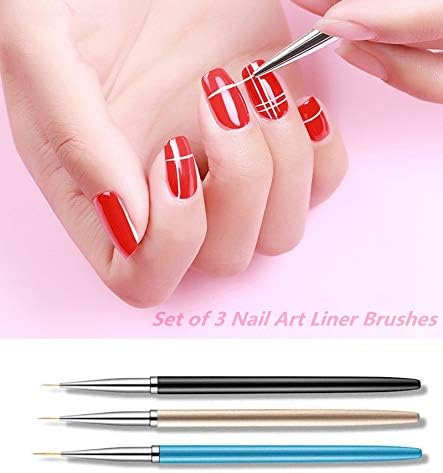 Close up of fine point nail art liner brushes