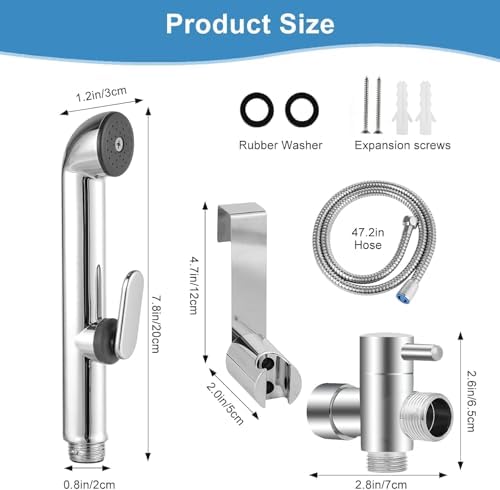 Close up of bidet sprayer nozzle and pressure control