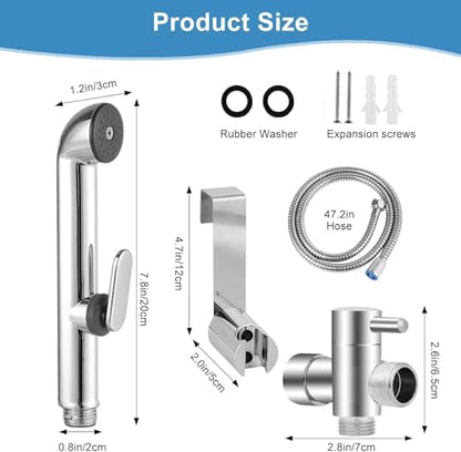 Close up of bidet sprayer nozzle and pressure control