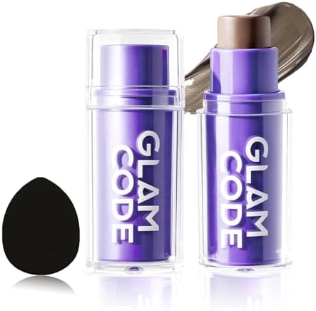 Glam Code Contour Stick 01 Gray Brown front view showcasing the vibrant purple tube packaging.