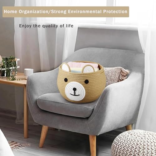 PandaEar bear shaped baby laundry basket in a nursery setting