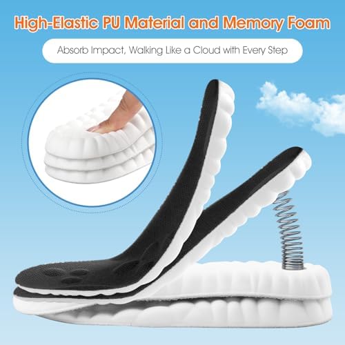 Side profile of memory foam cushioning insoles highlighting the thickened heel pad.