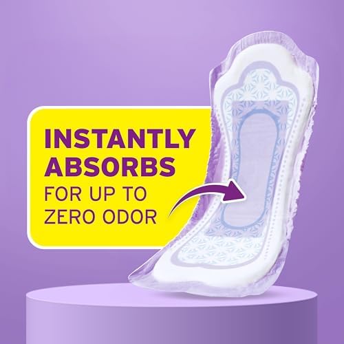 Poise four drop incontinence pads highlighting the curve-shaped comfort design