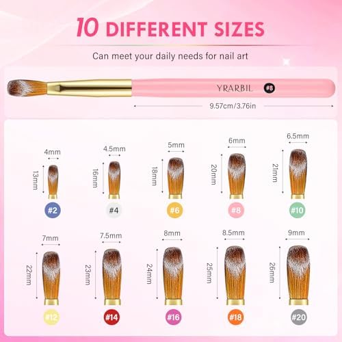 Close up of Yrarbil nail art brush nylon bristles