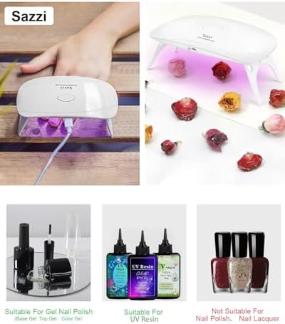 Sazzi professional nail curing lamp in use for gel polish application
