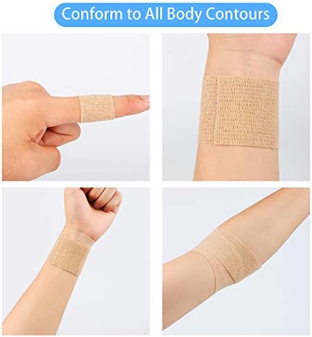 Mooerca skin colour athletic tape applied securely around a wrist joint for flexible compression and swelling relief