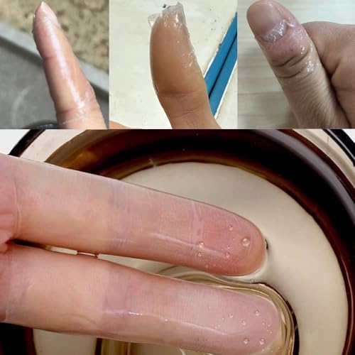DeaHea transparent finger plaster tape demonstrating waterproof barrier under running tap water.