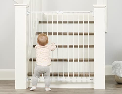 Regalo hardware mounted walk through safety gate protecting top of stairs area