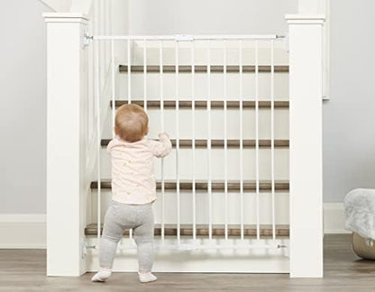 Regalo hardware mounted walk through safety gate protecting top of stairs area