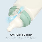 Side view of Momcozy BPA free wide neck bottle nipple emphasizing the natural elasticity.