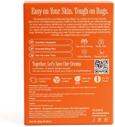 Deet free lemon eucalyptus oil insect repellent wipe being used on skin.