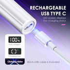 Complete packaging set of the Mucoos Mini UV Light for Nails including accessories.