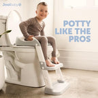 Close up of the soft cushioned seat and easy grip safety handles on the Jool Baby ladder