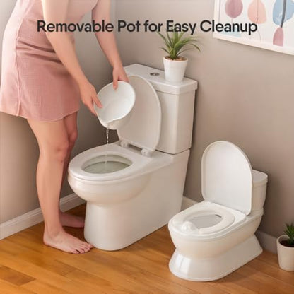 Side profile of CheerTry potty chair showing toilet paper holder