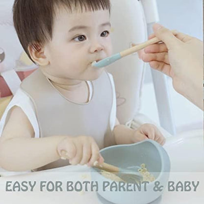 Ginbear 4-piece baby feeding utensil set layout