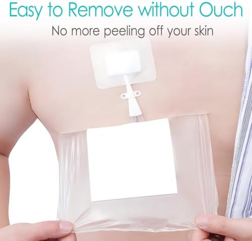 Demonstration of the waterproof wound protector being applied onto clean skin for shower protection.