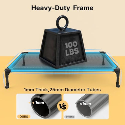 Veehoo Outdoor Elevated Dog Bed Large Sized Dogs, Large Cooling Raised Dog Cots Beds Training Platform Off Ground Hammock with Breathable Mesh, No-Slip Feet, 42"x30", Black - Image 5