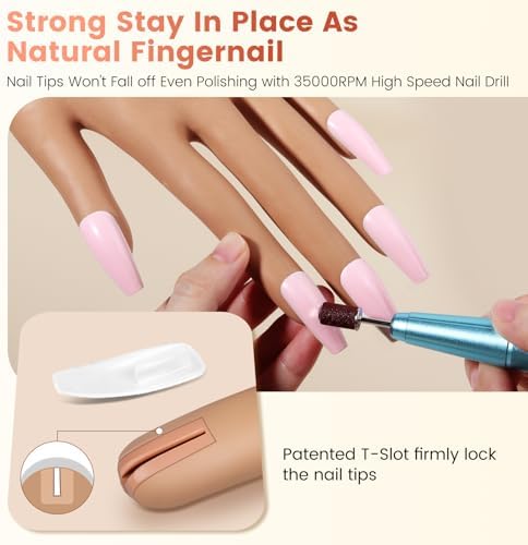 Aluroice silicone mannequin hand with acrylic nail tips installed