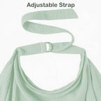 Detailed view of Rongchuang muslin nursing cover adjustable neck strap.