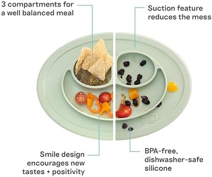 Ezpz suction placemat attached to a baby highchair tray