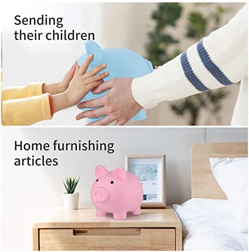 GADIEDIE pink piggy bank placed as a decorative accessory on a wooden nursery room bookshelf