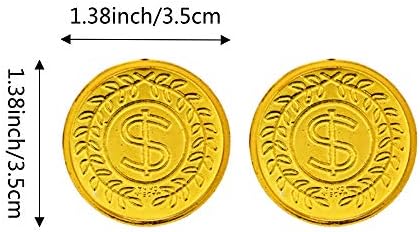 A single SNAPPSY plastic gold coin close up showing the detailed embossed monetary symbol on a textured surface.