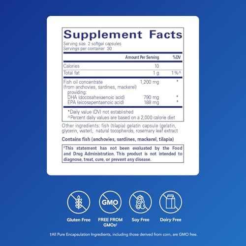 Pure Encapsulations DHA Ultimate supplement facts label