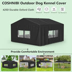 COSHNIBI 10x10x6 pet enclosure cover with zipped door opening
