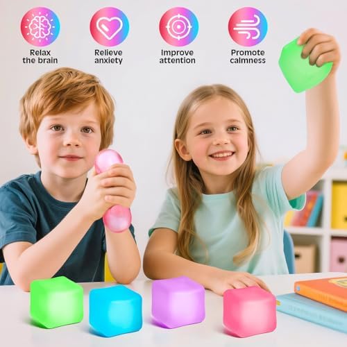Close up view of the tear resistant non toxic material texture of the VISCOO anxiety relief gel cube.