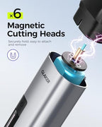 Six interchangeable magnetic heads for GLAKER multi grooming kit displayed.