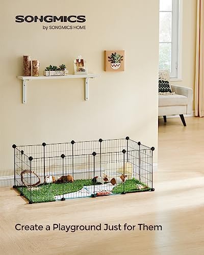 SONGMICS Pet Playpen, Small Animal Cage, Pet Fence with Cable Ties, DIY Metal Enclosure for Guinea Pigs, Hamsters, Rabbits, Hedgehogs, Black ULPI001B01 - Image 3