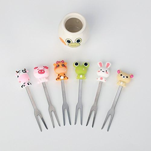 Zeltauto fruit fork set arranged in the included decorative ceramic storage holder