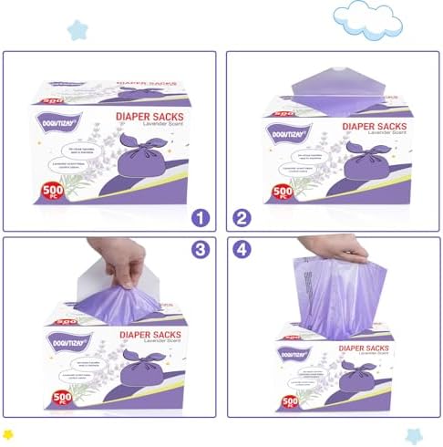 Side view of 500 count diaper sack bulk packaging