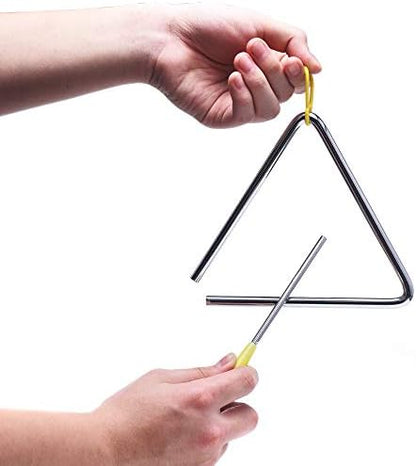 TDOCK 6 inch steel music triangle resting on a plain background showing accurate unilateral side dimensions