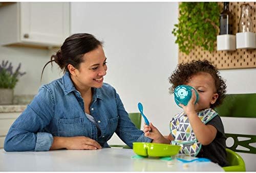 BPA free baby feeding spoons in assorted vibrant colors showcasing the small oval bowl design
