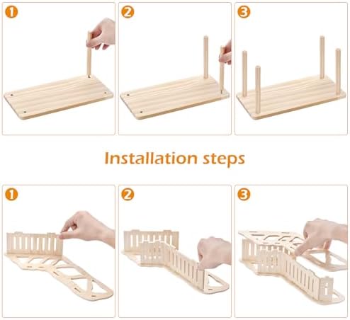 (2-piece Set) Hamster Game Wooden Platform, Tunnel Ladder Hidden Area Platform with Wooden Support Columns, Toy cage Accessories for Hamster Squirrels and Other Small Pets - Image 4