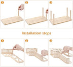 (2-piece Set) Hamster Game Wooden Platform, Tunnel Ladder Hidden Area Platform with Wooden Support Columns, Toy cage Accessories for Hamster Squirrels and Other Small Pets - Image 4