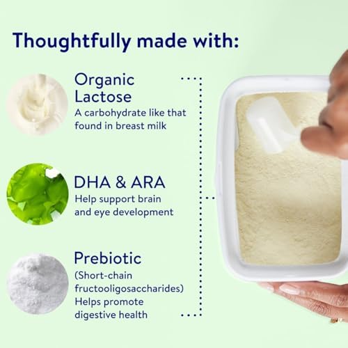 Side view of imported Similac Organic baby formula tub with preparation instructions