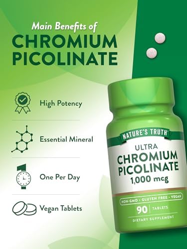 Authentic USA imported chromium picolinate tablets packaging and safety seal close up