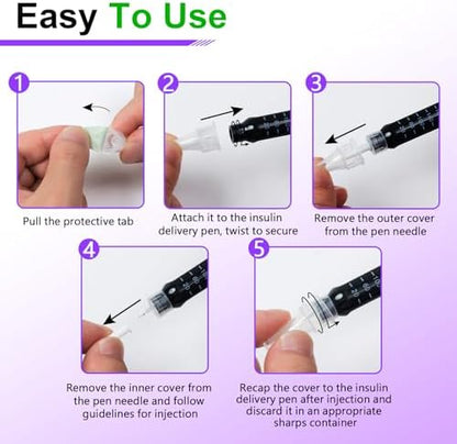 Medt brand insulin pen needles bulk pack for daily diabetes management and healthcare.