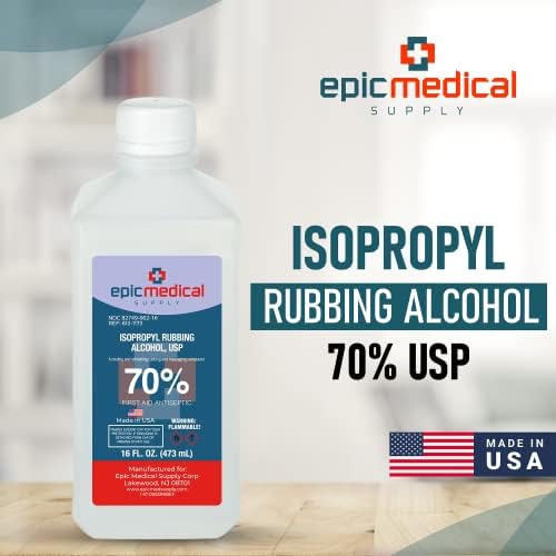 Epic Medical Supply first aid antiseptic alcohol bottle showing instructions for minor cuts