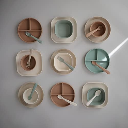 Mushie flatware set showing dishwasher safe material texture