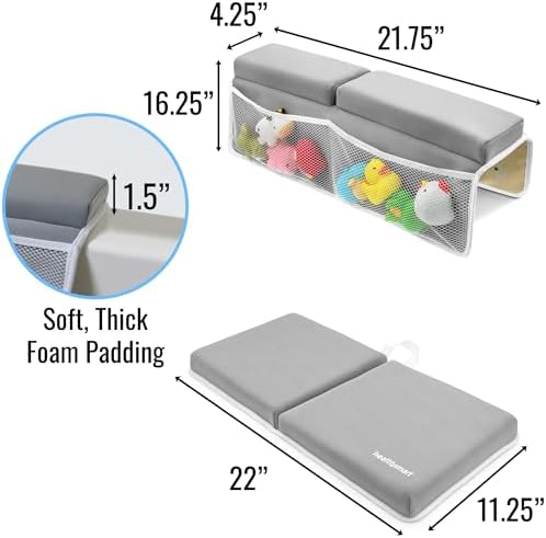 HealthSmart water resistant bath kneeler set being folded for compact bathroom storage