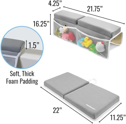 HealthSmart water resistant bath kneeler set being folded for compact bathroom storage
