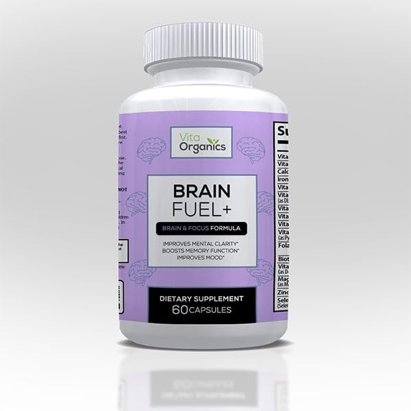 Vita Organics Brain Fuel Plus memory supplement bottle front view